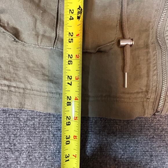 Avec Les Filles Military Army Style Linen Jacket Olive Green Women's Size S - Picture 7 of 9